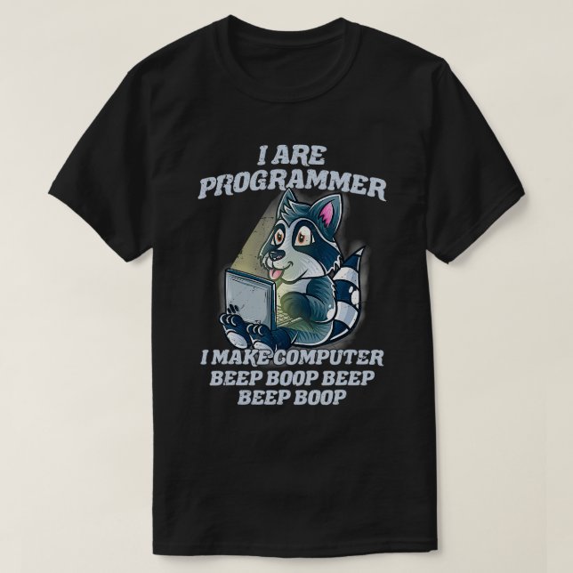 Camiseta Soy Programador Introvert IT Nerd Raccoon Software (Diseño del anverso)