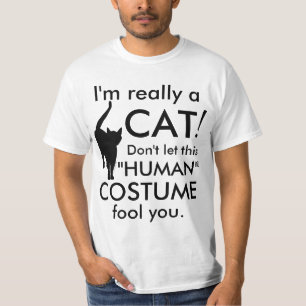 Camiseta Soy realmente un disfraz de gato, divertida Hallow