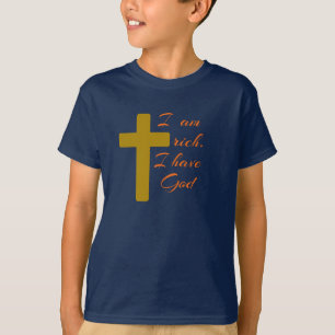 CAMISETA SOY RICO. TENGO DIOS.
