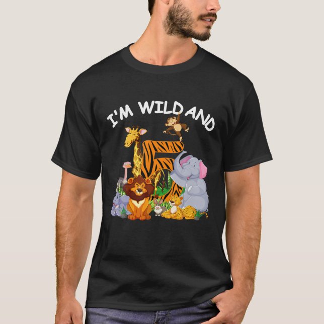 Camiseta Soy Salvaje Y Tema Del Zoológico De 5 Años (Anverso)
