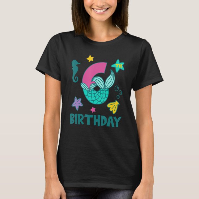 Camiseta Soy seis sirenas feliz sexto cumpleaños Gi de 6 añ (Anverso)