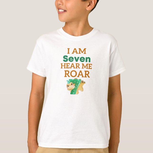 Camiseta Soy Seven Hear Me Roar Niños Nacidos T-Rex (Anverso)