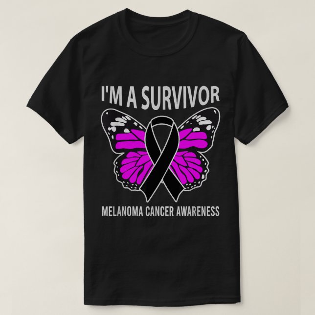 Camiseta Soy Sobreviviente Melanoma Sensibilización sobre e (Diseño del anverso)