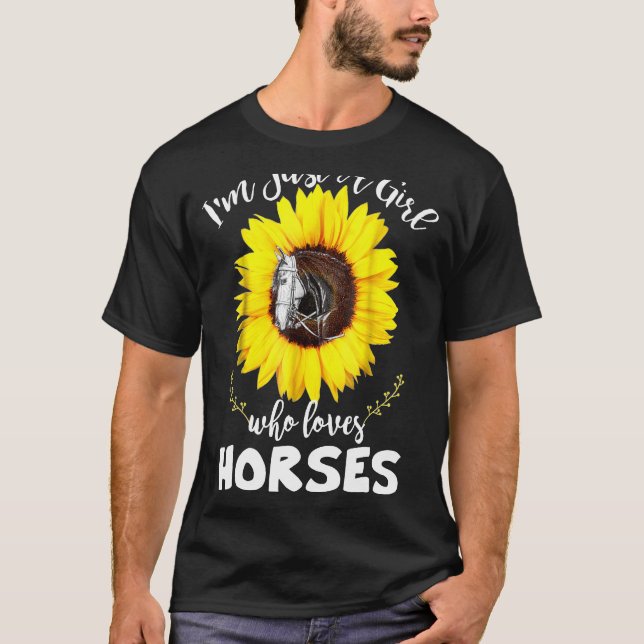 Camiseta Soy Sólo Un Chica Que Ama El Girasol De Caballos (Anverso)