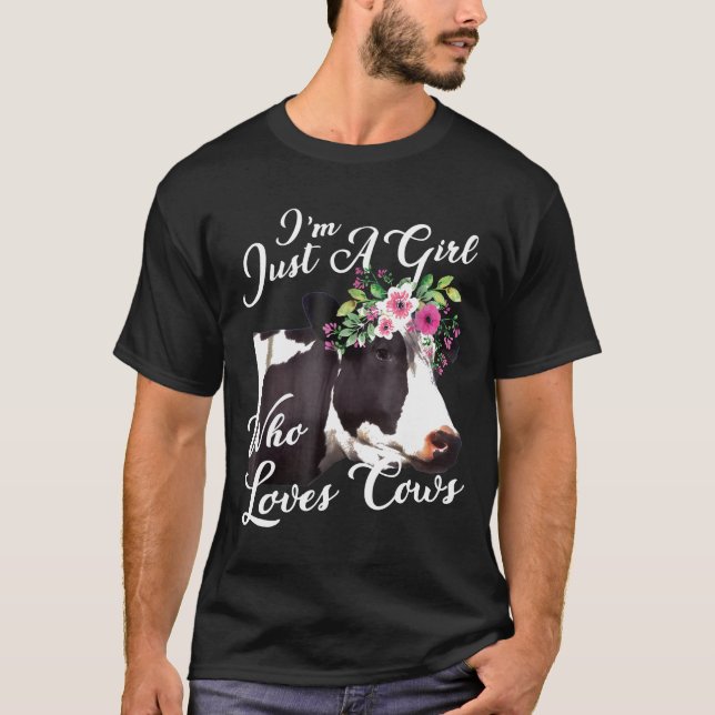 Camiseta Soy Sólo Un Chica Que Ama La Cara Floral Vacas (Anverso)