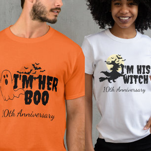 Camiseta Soy su boo, soy su bruja divertida pareja Hallowee