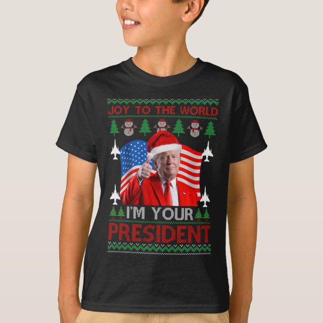 Camiseta Soy su presidente 47.° Navidades feos de Trump 202 (Anverso)