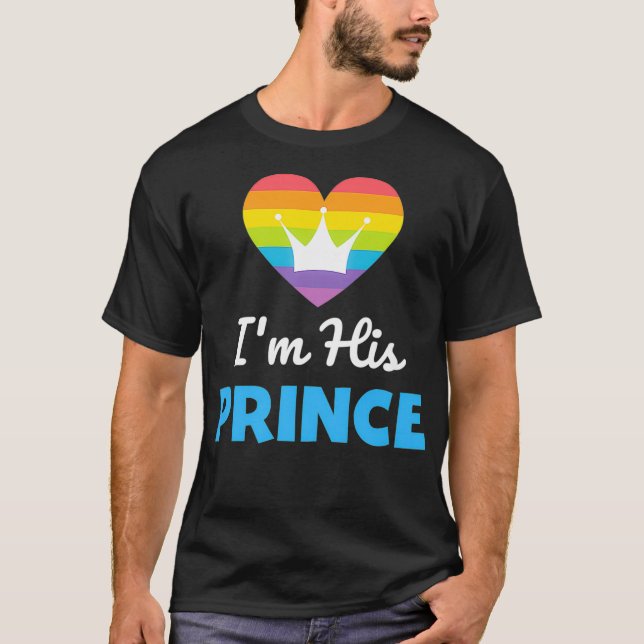 Camiseta Soy su príncipe LGBTQ arcoiris T para amigo gay (Anverso)