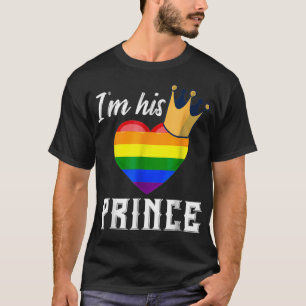 Camiseta Soy su príncipe LGBTQ Rainbow Heart Gay Boyfriend