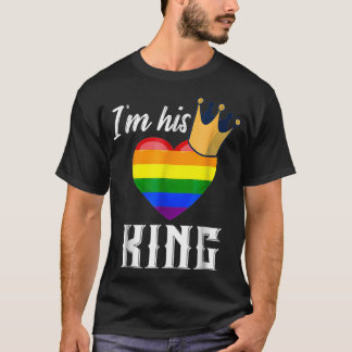 Camiseta Soy su rey LGBTQ Rainbow Heart Gay Boyfriend