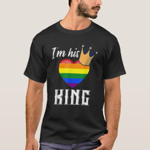 Camiseta Soy su rey LGBTQ Rainbow Heart Gay Boyfriend T S