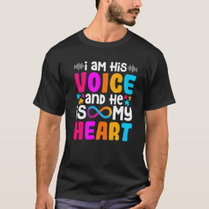 Camiseta Soy su voz, él es mi autismo cardíaco, mamá autism