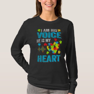 Camiseta Soy Su Voz Él Es Mi Autismo Corazón Conciencia Mam