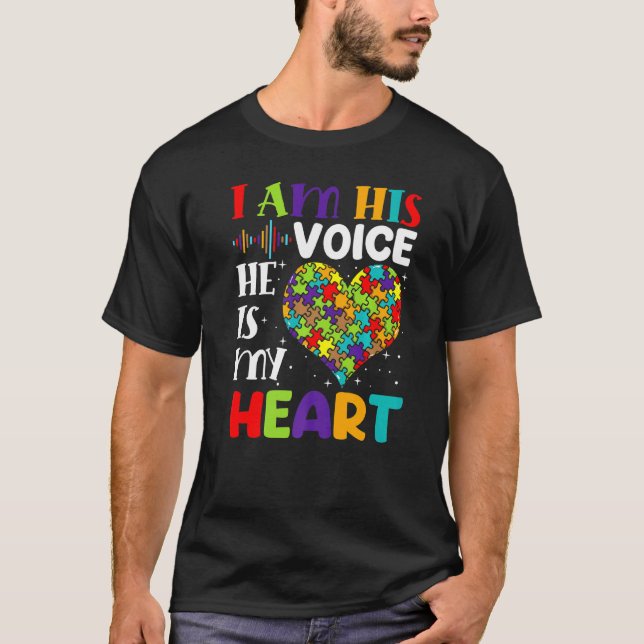 Camiseta Soy Su Voz Él Es Mi Conciencia De Autismo Oído Mam (Anverso)