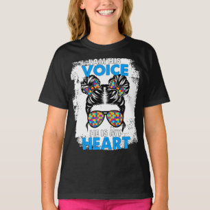 Camiseta Soy Su Voz Él Es Mi Corazón Autismo Awareness Mes