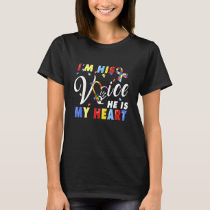 Camiseta Soy Su Voz Él Es Mi Corazón Autismo Conciencia Des