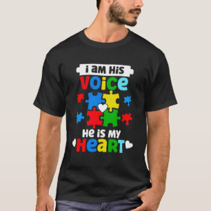 Camiseta Soy Su Voz Él Es Mi Corazón Autismo Conciencia Mam