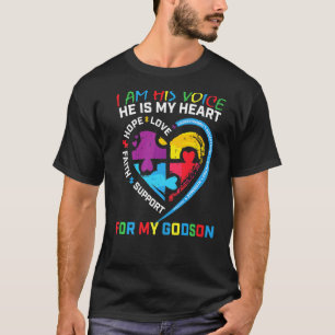 Camiseta Soy su voz él es mi corazón azul Conciencia del Au