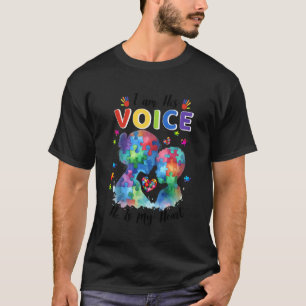 Camiseta Soy su voz Él es mi corazón Conciencia del Autismo