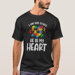 Camiseta Soy su voz Él es mi corazón Conciencia del Autismo