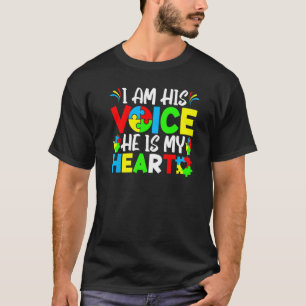 Camiseta Soy su voz Él es mi corazón Orgullosa mamá Autismo