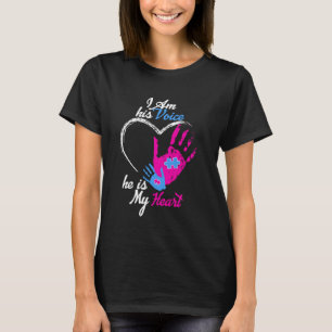 Camiseta Soy Su Voz Él Es Mi Hijo De Madre Corazón Autista