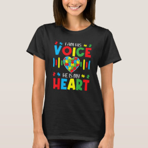 Camiseta Soy Su Voz Él Mi Corazón Autismo Conciencia Mamá A