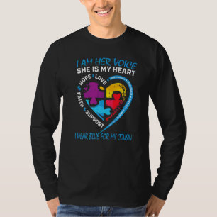 Camiseta Soy Su Voz Ella Es Mi Corazón Azul Autismo Awarene