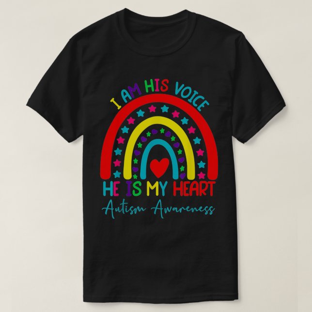 Camiseta Soy Su Voz Es Mi Corazón Autismo Conciencia Rai (Diseño del anverso)
