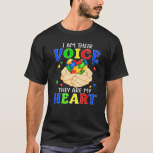 Camiseta Soy Su Voz Son Mis Conciencia De Autismo De Corazó