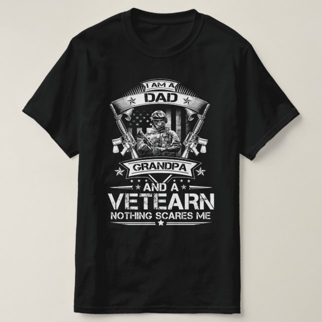 Camiseta soy un abuelo de papá y un veterano, nada me asust (Diseño del anverso)