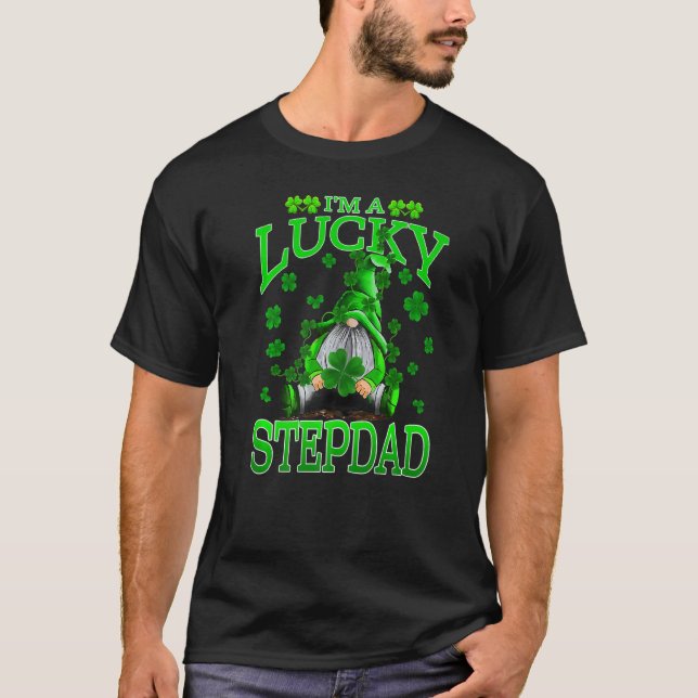 Camiseta Soy un afortunado Stepdad St Patrick's Day Gnomes (Anverso)