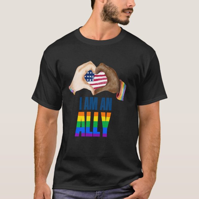 Camiseta Soy un aliado LGBTQ Lesbiana Gay Trans Gif Gif (Anverso)