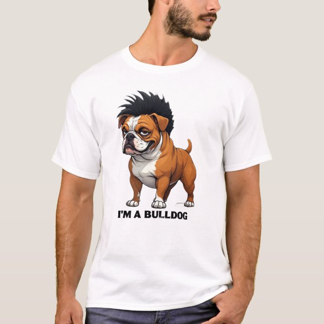 Camiseta Soy un Bulldog | Bulldog Punk Mohawk (Anverso)