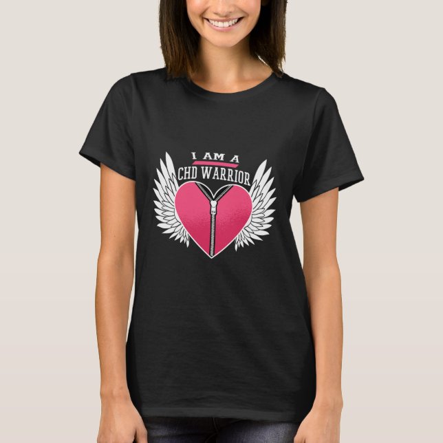 Camiseta Soy Un Chd Warrior Zipper Heart Con Ángel Wings (Anverso)