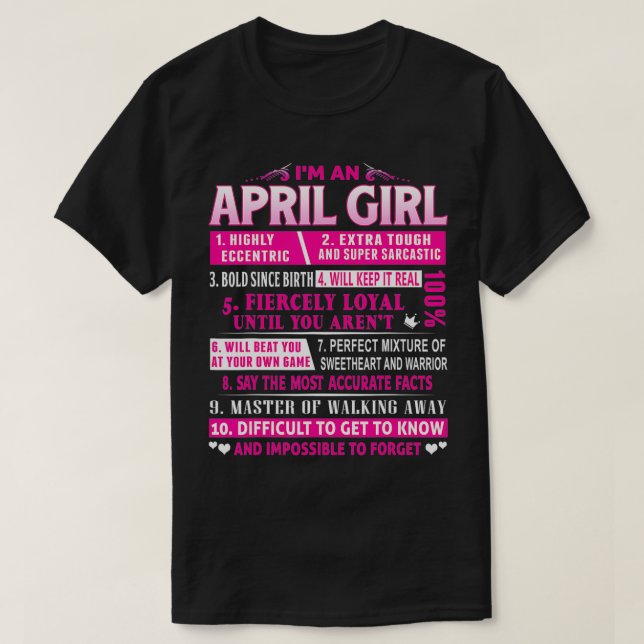 Camiseta Soy un Chica de Abril Cumpleaños (Diseño del anverso)