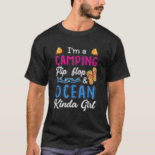 Camiseta Soy un Chica de Camping Flip Flops y Ocean Kinda