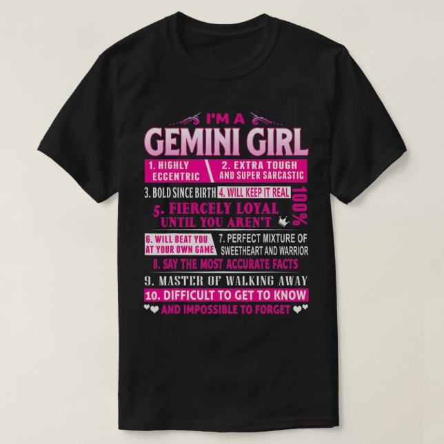 Camiseta Soy un Chica Gemini cumpleaños (Diseño del anverso)