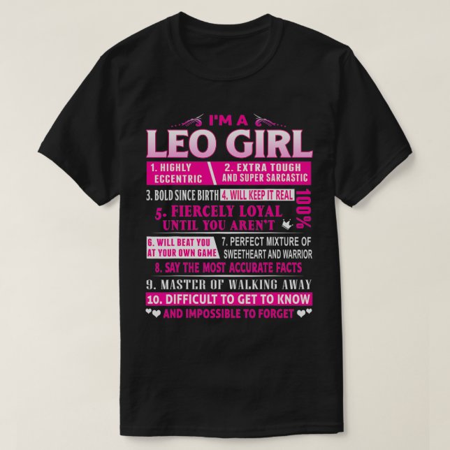 Camiseta Soy un Chica Leo Leo Cumpleaños (Diseño del anverso)