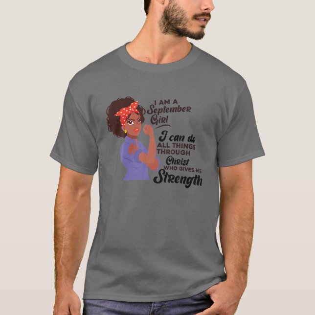 Camiseta Soy un Chica negro de septiembre de cumpleaños-Gir (Anverso)