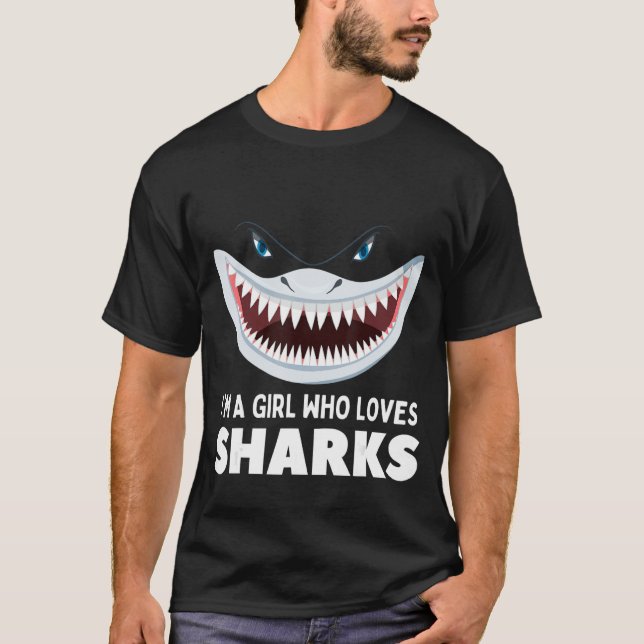 Camiseta Soy un Chica que ama a los tiburones Chicas de cum (Anverso)