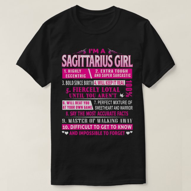 Camiseta Soy un Chica Sagittarius cumpleaños (Diseño del anverso)