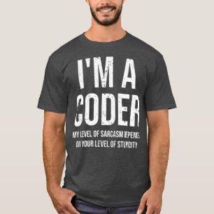 Camiseta Soy Un Codificador Mi Nivel De Sarcasmo Funny Code