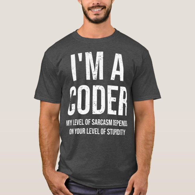 Camiseta Soy Un Codificador Mi Nivel De Sarcasmo Funny Code (Anverso)