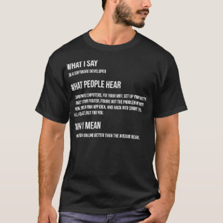 Camiseta Soy un desarrollador de software Lo que digo lo qu