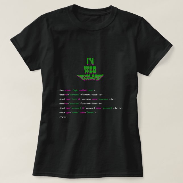 Camiseta soy un desarrollador web Funny Coder Programmer (Diseño del anverso)