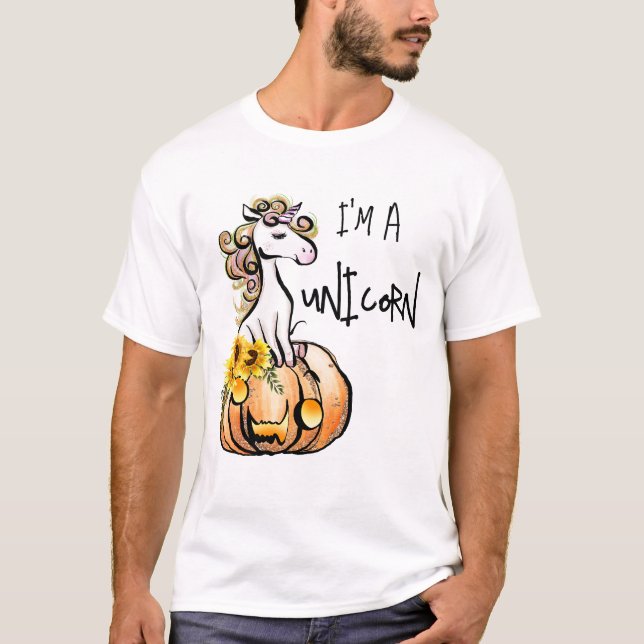 Camiseta Soy un disfraz de Halloween perezoso de Unicorn (Anverso)