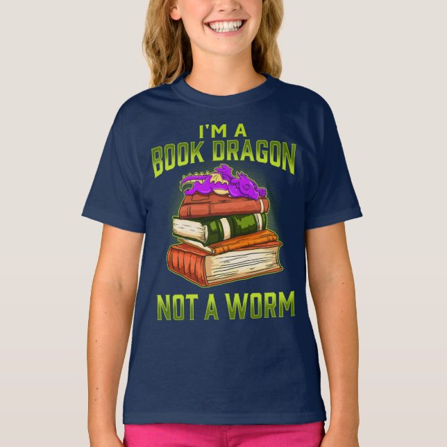 Camiseta Soy un dragón del libro no un gusano (Anverso)