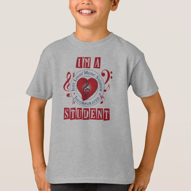 Camiseta Soy un estudiante de JLMS Retro Striped Sleeve V-N (Anverso)