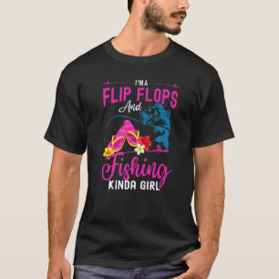 Camiseta Soy un Flip Flops y pescador un poco Chica Fishers